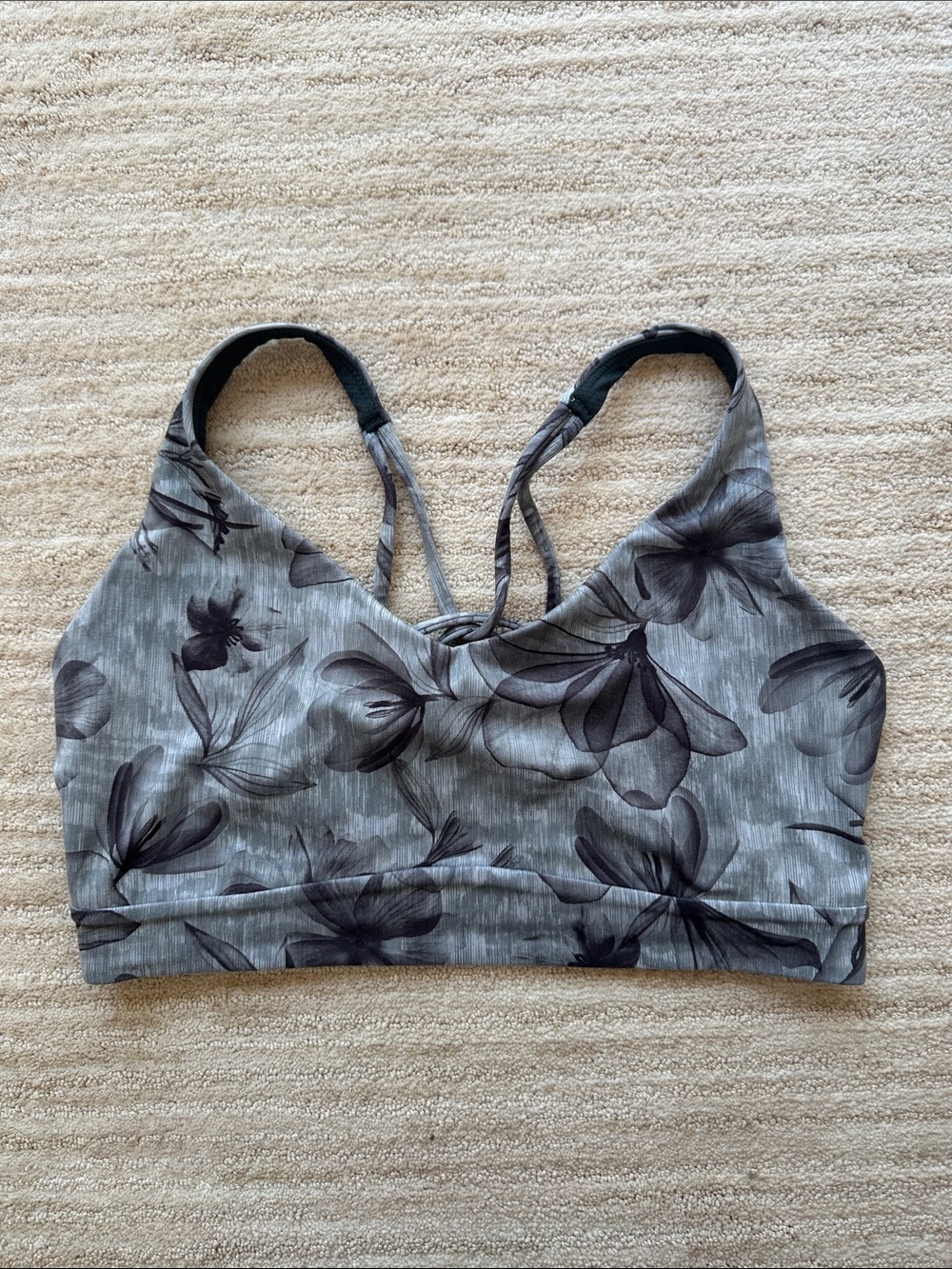 ATHLETA Solace Printed Bra A-C Green Gray Size Medium